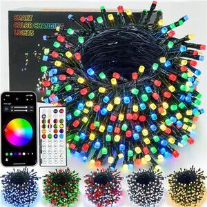 Color Changing Smart Christmas Lights 66ft 200 LED RGB with Remote & App Control